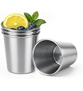 Cafezi 8 oz Stainless Steel Cups 4 Pack, Stackable Metal Drinking Glasses, Unbreakable &amp; Shatterp...