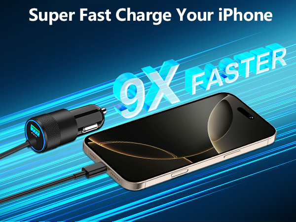 Apple MFi Certified 75W USB C PD&amp;QC Car Power Cigarette Lighter iPhone 16 Car Charger Fast Charging