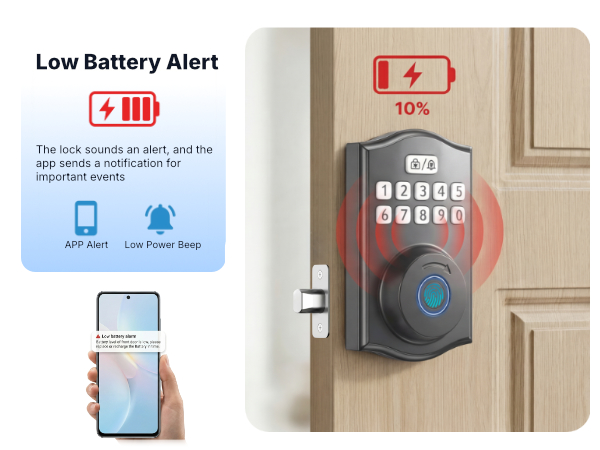 Dual alarm alerts on lock and app for important security events