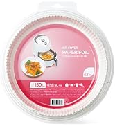 [EZ'n] Air Fryer Parchment Paper Liners (150 Pack) – Non-Stick, Ridged, Heat-Resistant Disposable...