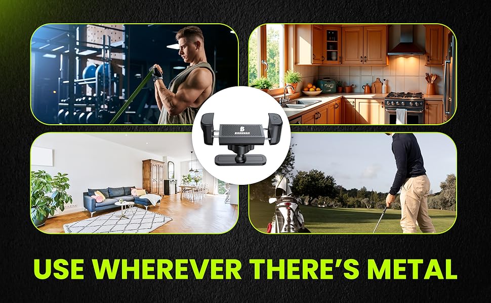 Magnetic Phone Holder for Gym with N52 Magnet and Secure Clip