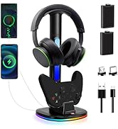 Controller Charger with RGB Headphone Stand &amp; 6660mWh Battery for Xbox Series X|S/Elite 2/One/One...