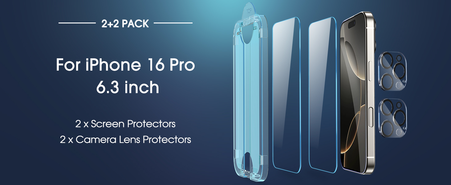 amFilm OneTouch iPhone 16 Pro 6.3" Screen Protector Tempered Glass