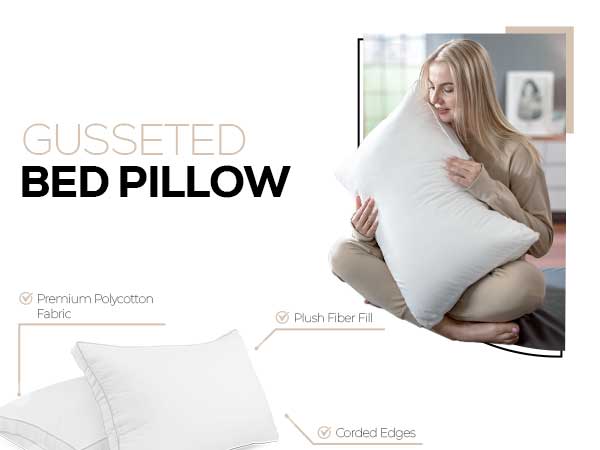 gusset queen pillows, utopia bedding gusseted pillow queen, gusset utopia pillows