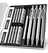 Four Candies 0.7mm Mechanical Pencil Set with Case - 4PCS Metal Mechanical Pencils, 8 Tubes HB #2...