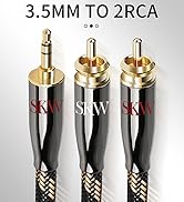 SKW Audiophile Ultra-high Purity Copper Audio Cable 3.5mm Male to 2 RCA Male Audio Auxiliary Ster...