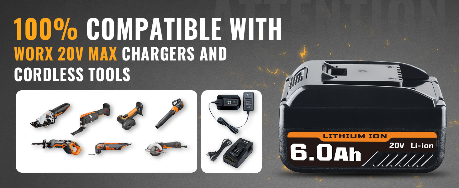 Replacement for Worx Battery 20V