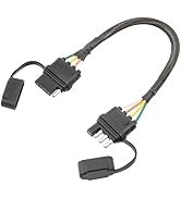 Oyviny 16 AWG 4 Pin Flat Trailer Extension 12 inch, Vehicle-Side and Trailer-Side 4 Way Connector...