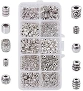 PH PandaHall 500pcs Column Spacer Beads, 10 Style Antique Silver Beads Tibetan Alloy Tube Metal S...