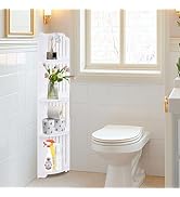 ShellKingdom Toilet Paper Stand, 4 Tier Corner Shelf Stand, Small Bathroom Storage Cabinet for Ba...