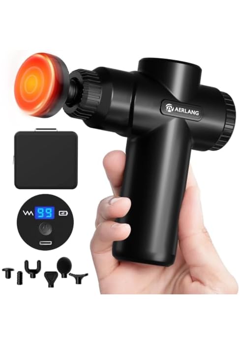 AERLANG Mini Massage Gun with Heat Christmas Gift for Him Black | Mini Massager Deep Tissue Muscl...