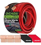 GearIT 4 Gauge Battery Cable - 15 Lugs, 20 Heat Shrink Wrap, CCA Wire, Amp Kit, 25 Feet Each (Bla...