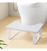 Wood Squatting Toilet Stool, Wooden Poop Stool Squat Adult with Metal Frame, 7 Inch Bathroom Pott...