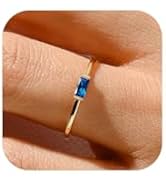 RLMOON Gold Birthstone Rings for Women Non Tarnish Gold Stackable Rings Dainty 14K Gold/Silver Pl...