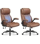 BESTFAIR Ergonomic Office Chair - Desk Computer Chair, Leather High Back Executive Chairs with Ad...