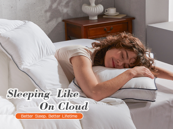 Goose feater down fiber pillow-5