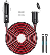 Gibbab 13FT 12V/24V Heavy Duty Cigarette Lighter Extension Cable 16AWG, 156W/15A Male Plug to Fem...