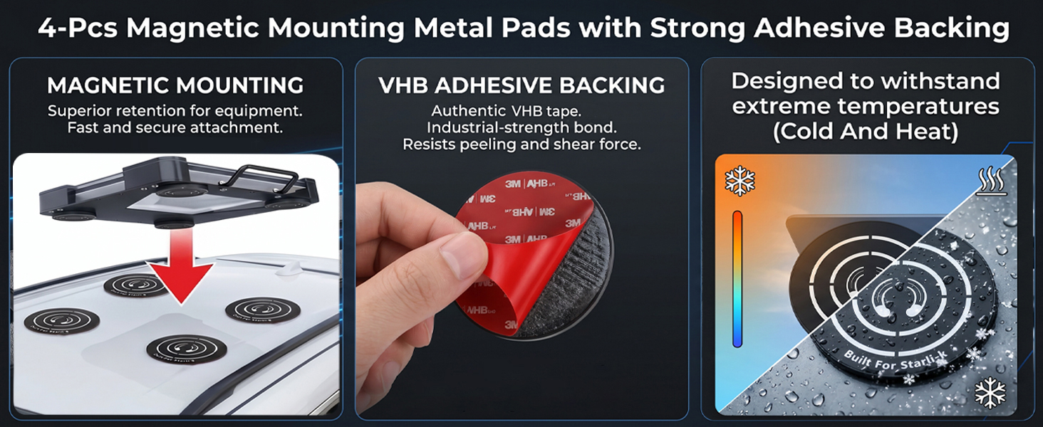 VHB Adhesive Metal Pads for Starlink Mini &amp;amp; Gen 3