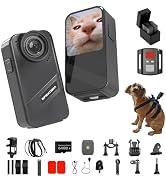 Dog Collar Camera with 64GB SD Card, 4K Cat Collar Cameras with Touch Screen, Dog Collar with Cam...