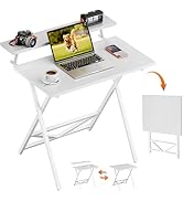 WOHOMO Folding Computer Desk with Adjustable Height, 23.6" x 31.5" x 25.6" Foldable Table with Mo...