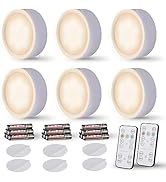 EverBrite Puck Lights with Remote, Wireless LED Battery Operated, Under Cabinet Timer, Stick on L...