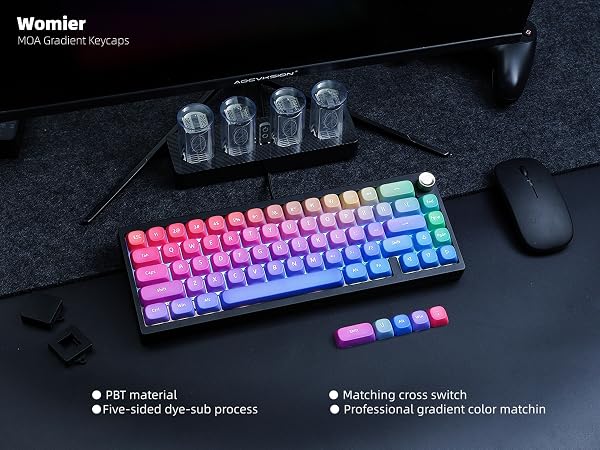 PBT Keycaps, Gradient Custom Cute Keycaps for Mechanical Keyboard MOA Profile Keycap