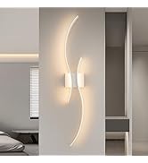 CANEOE Modern Wall Sconce, White Long Strip Led Wall Light Fixtures, 39inch Wave Design Indoor Wa...