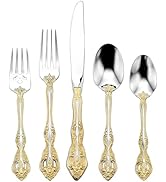 20-Piece Golden Michelangelo Flatware Set for 4 - Luxury 18/10 Stainless Steel Silverware Set, Mi...