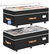 Budding Joy Under Bed Storage with Wheels 2Pack, 80L Height Adjustable Underbed Containers with C...