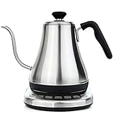 Gooseneck Electric Kettle with Temperature Control &amp; Presets - 1L, Stainless Steel - Tea &amp; Pour O...