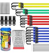 ELEAD 33 Piece Premium Bungee Cords Assortment Jar, Includes 10", 18", 24", 32", 40" Bungee Cord ...