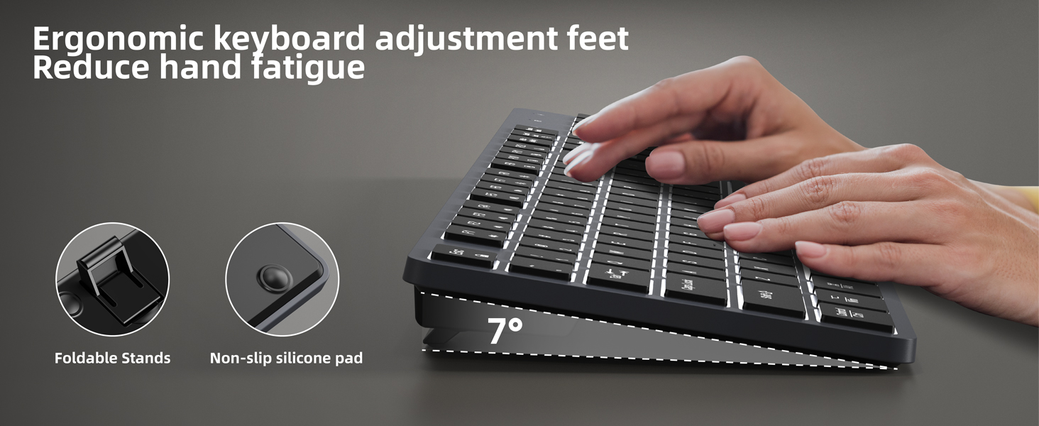 Ergonomic keyboard adjustment feet