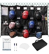 QBA Hanging Helmet Bag for Baseball Softball Team, Helmet Organizer for Dugout Fence Garage, Hold...
