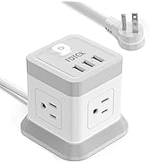 Power Strip with USB, FDTEK Desktop Power Cube Strip, 10 FT Extension Cord with 4 Outlets and 3 U...