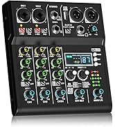 Doslnlya XR-4 Black Professional 4-Channel DJ Mixer with Built-in DSP 99 Sound + Bluetooth 5.0 US...