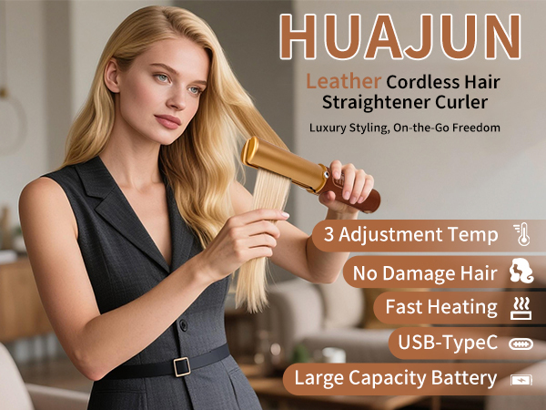 Leather Cordless Hair Straightener Curler