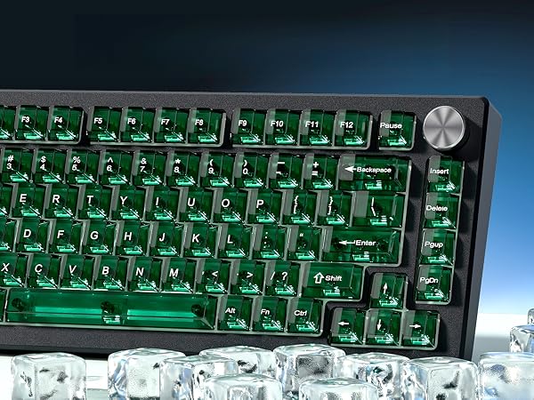 Dark Green Clear keycaps,Transparent keycaps,Crystal Jelly Key Cap Set,Shine Through Key caps
