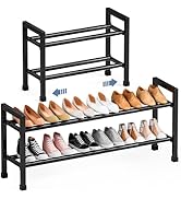 Mavivegue Expandable Shoe Rack, 2-Tier 19"-43.3" Adjustable Shoe Rack for Closet,Hall Entryway,Fr...