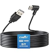 EWAY USB C Dash Cam Power Cord 13ft, USB 2.0 A to Type-C 90 Degree Angle Charging Cable USBC Car ...