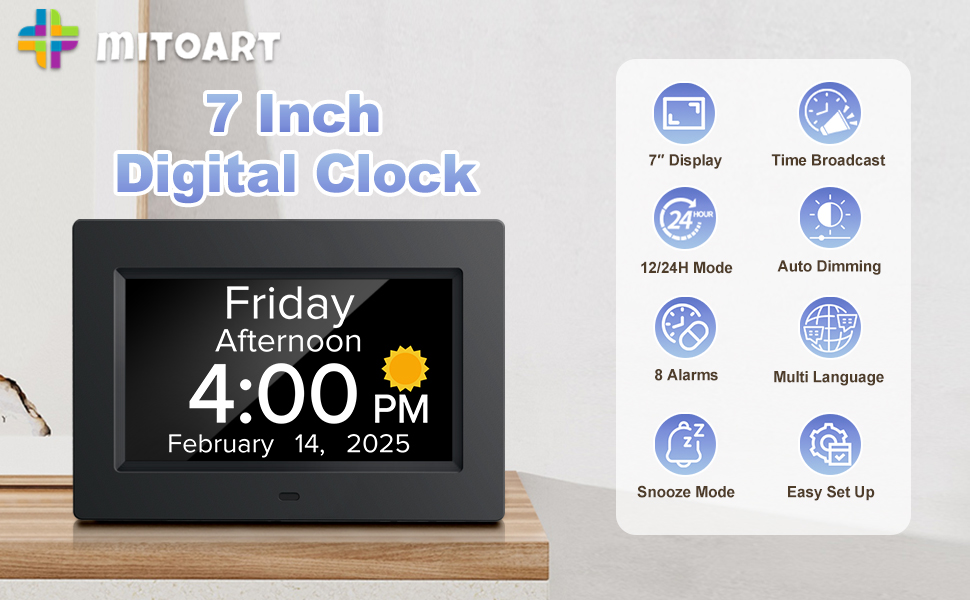 clock with day and date for elderly