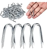 AccEncyc 50 Pcs Wire Staples Steel Fence Staple Nails U Shaped Nails 1-1/4'' U Staples for Fencin...