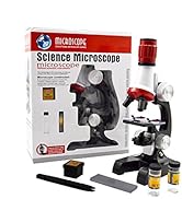 Jiusion Kid Microscope Science Kits, 100X 400X 1200X Trinocular Magnification Beginner Toy Home S...