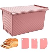 Spmarkt Unique Pink 1LB Bread Loaf Pan with Lid, Non-stick Safe Coating, Compact and Stylish Pull...
