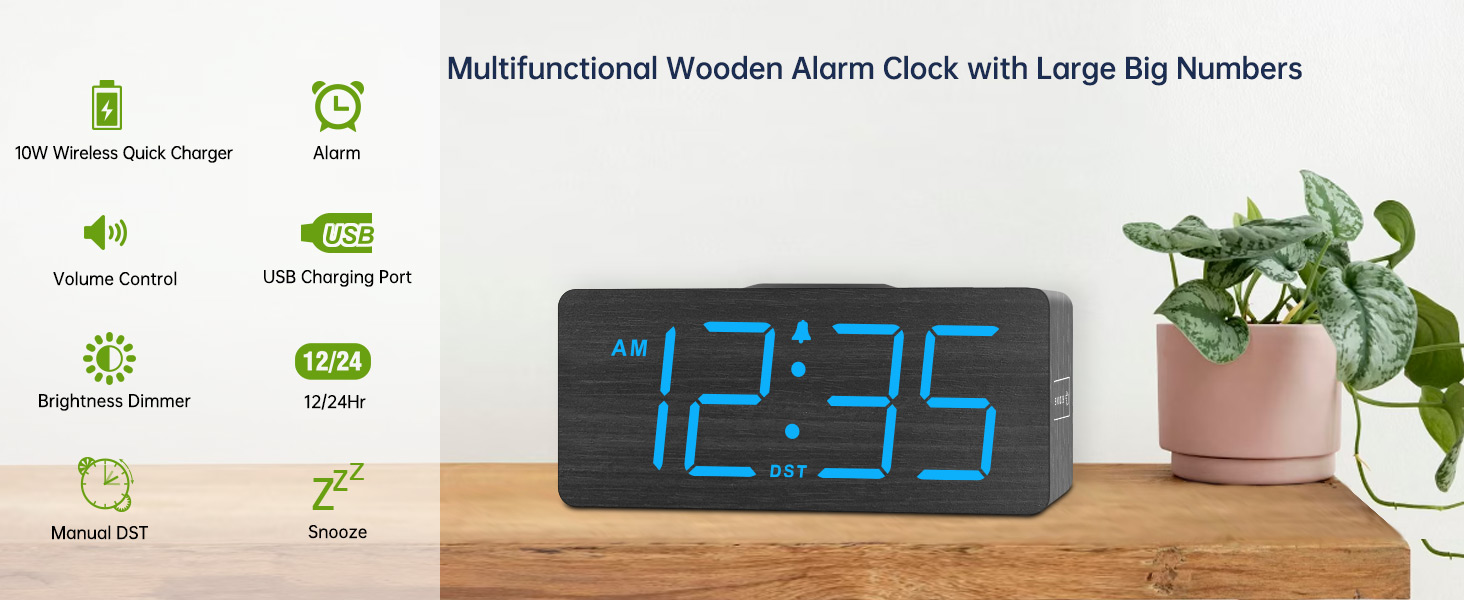 wooden alarm clock