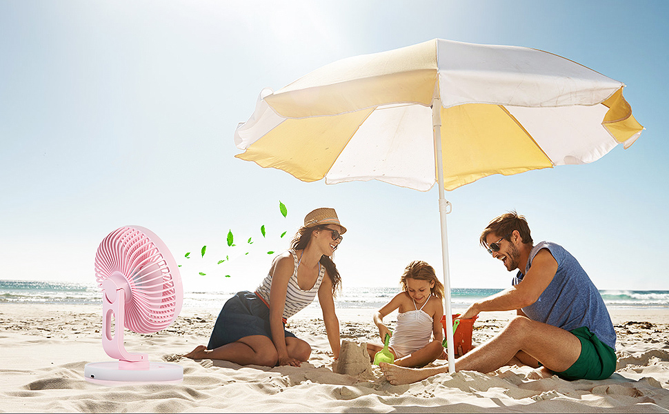 Small battery powered fan for outdoor