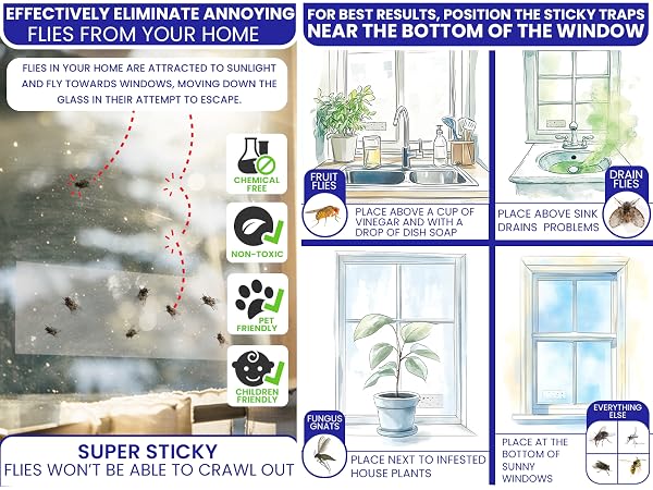 Effective remove flies with our window fly traps indoor for home fly tape. Fly sticky trap
