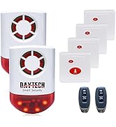 Daytech Strobe Siren Alarm Home Caring Loud Outdoor SOS Alert System 2 Red Flashing Siren 2 Remot...