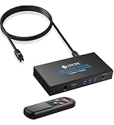 eSynic Portable Digital Optical Audio Switcher 3 In1 Out SPDIF Switcher Aluminum Alloy TOSLINK Au...
