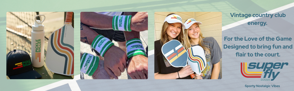 Person wearing Super Fly Goods pickleball crew socks standing on a court in athletic shoes.