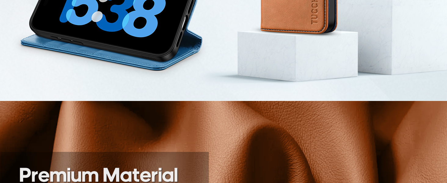 TUCCH Case Wallet for iPhone 17 Pro, TPU Shockproof Shell Stand PU Leather Stand Protective Cover